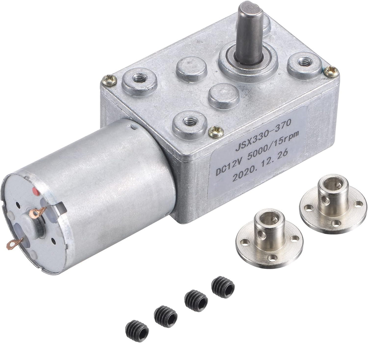 Worm Geared Motor W Rigid Flange Shaft Coupling,DC 12V 15RPM Motor,H12xD10 6mm ID Shaft Coupling 2Pcs