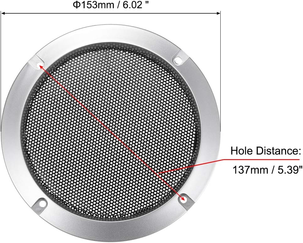 2pcs 5" Luidspreker Gril Mesh Decoratieve Cirkel Woofer Beschermer Cover Accessoires Zilver