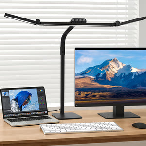 LinkMejor LED Desk Lamp for Home Office with Base, 28.2" Adjustable Gooseneck Swing Arm Ultra Bright Desk Light, Dimmable Architect Table lamp for Desktop Computer Light, Reading, Study, Workbench