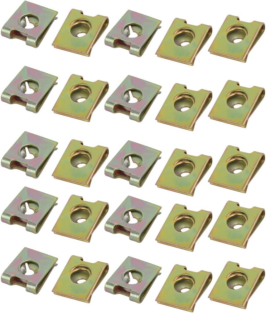 25pcs Spring Steel Speed Fastener U Nut Brass Tone for M3 / ST3.0 Screw Bolt