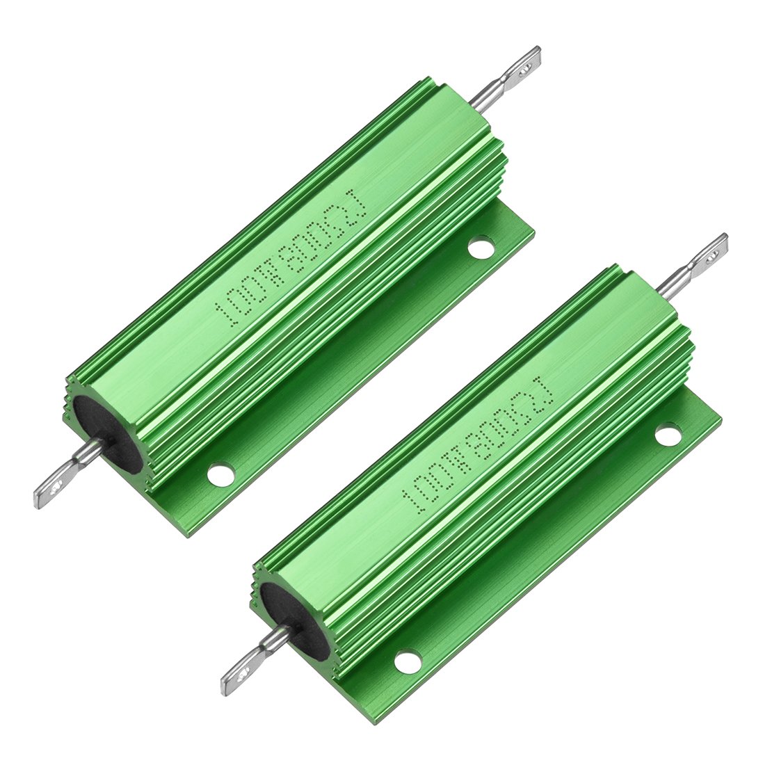 2 Pcs Aluminum Case Resistor 100W 800 Ohm Wirewound Green for LED Replacement Converter 100W 800RJ