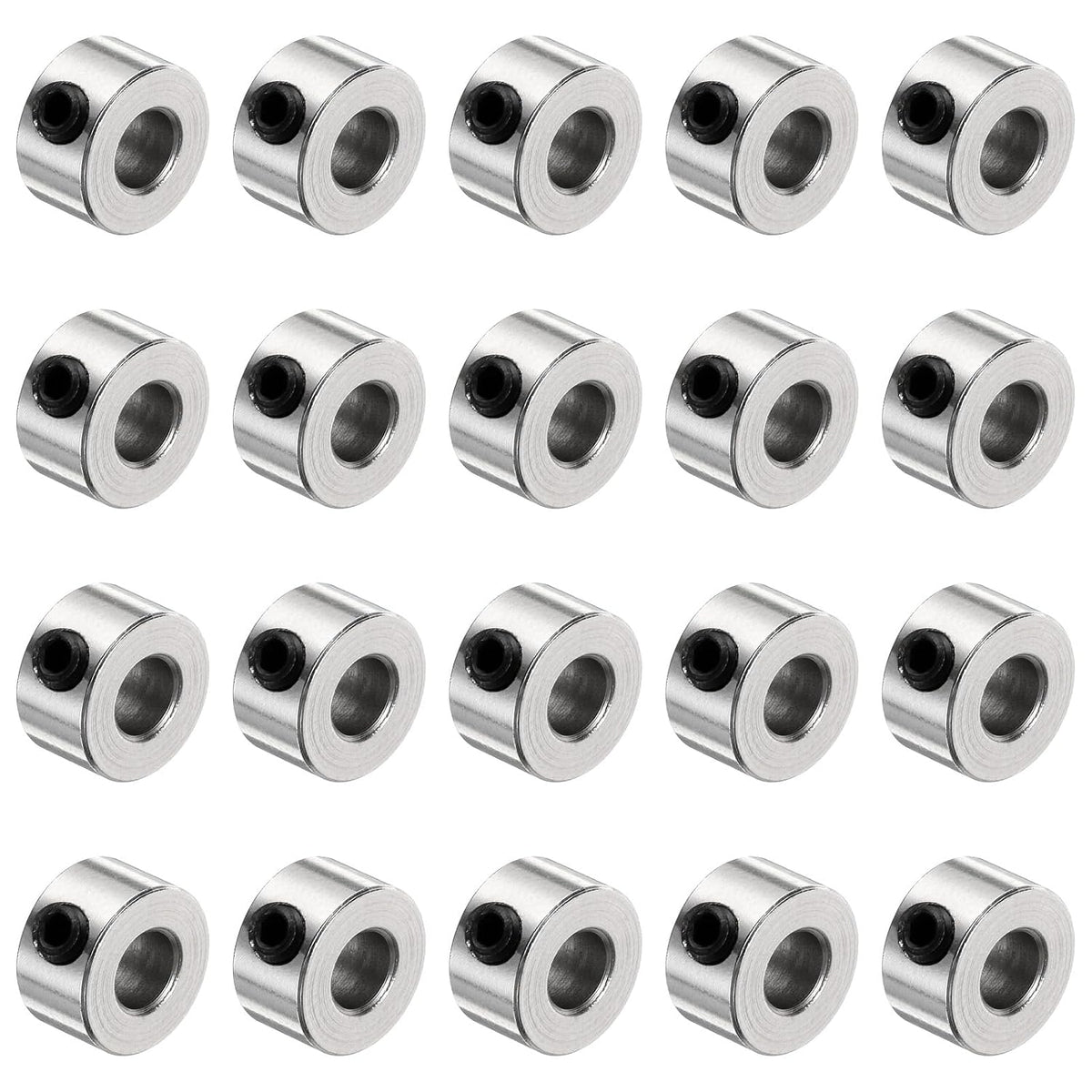 20pcs Set Screw Collars 4.05mm Bore Shaft Collars, 9mm OD, 5mm Width, Drill Stop Collar, Carbon Steel Drill Bits Depth Collars