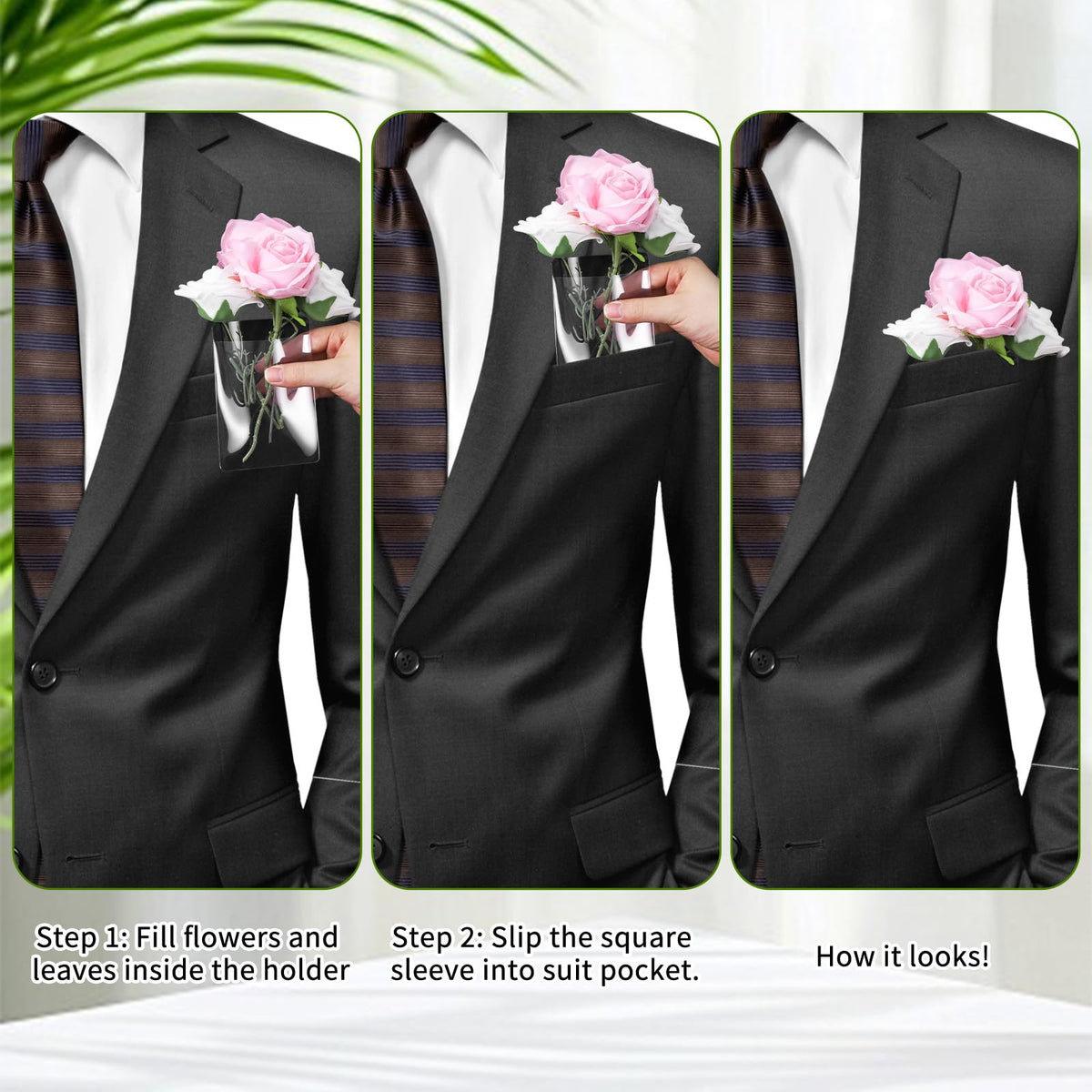 Wedding Boutonniere Holder 20 Pack – No Pins Needed for Suit