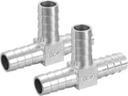 2Pcs 13/16" Tee Hose Barb Pipe Fitting, 304 Stainless Steel 3 Way Pipe Hose Pipe Fitting Adapter for Vacuum Systems, Industrial Pipe Connections, Silver