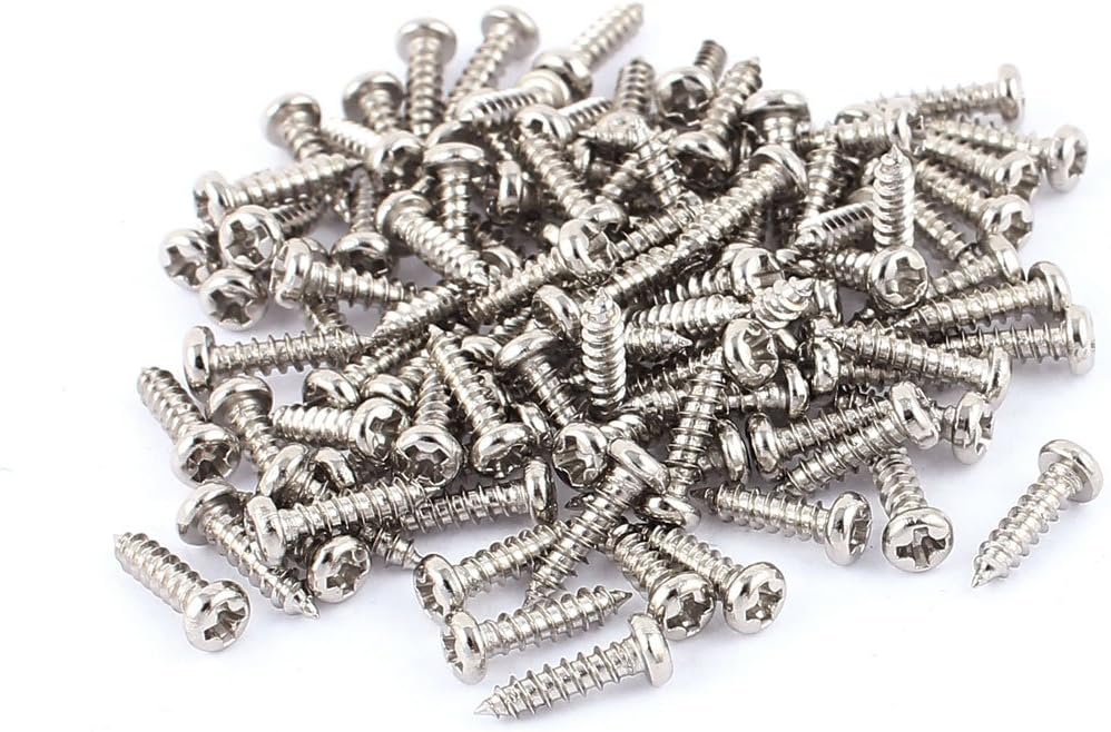 100 Pcs M2 X 8mm Stainless Steel Phillips Round Head Self Tapping Screws Bolts