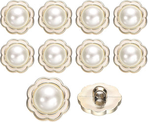10Pcs 25mm Flower Resin Vintage Clothes Sewing Button Metal Coat Pearl Buttons Craft Accessories for Garment Coat Decoration Crafts DIY Project, White