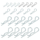 25Pcs 5 Size Cotter Pins Assortment Kit, Hitch Pins Retaining Pin R Clip Hairpin Carbon Steel Silver