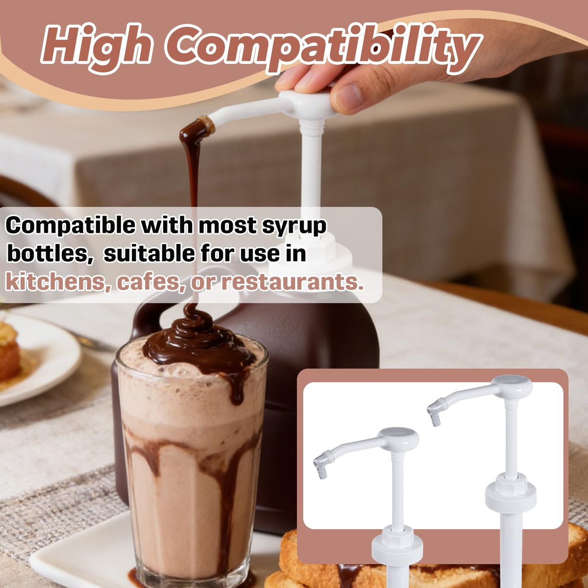 2 stk Sirup Pumper Kompatibel med Hershey's Chokoladesirup Flaske (53mm)