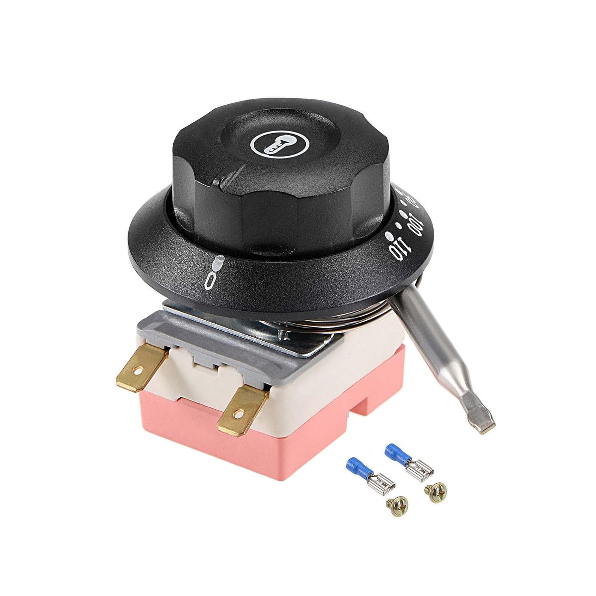 NC 250V 16A 110C Temperature Control Switch Capillary Thermostat for Oven Refrigerator Heater, 0.7m, with 2 Screws&2 Crimp Terminals