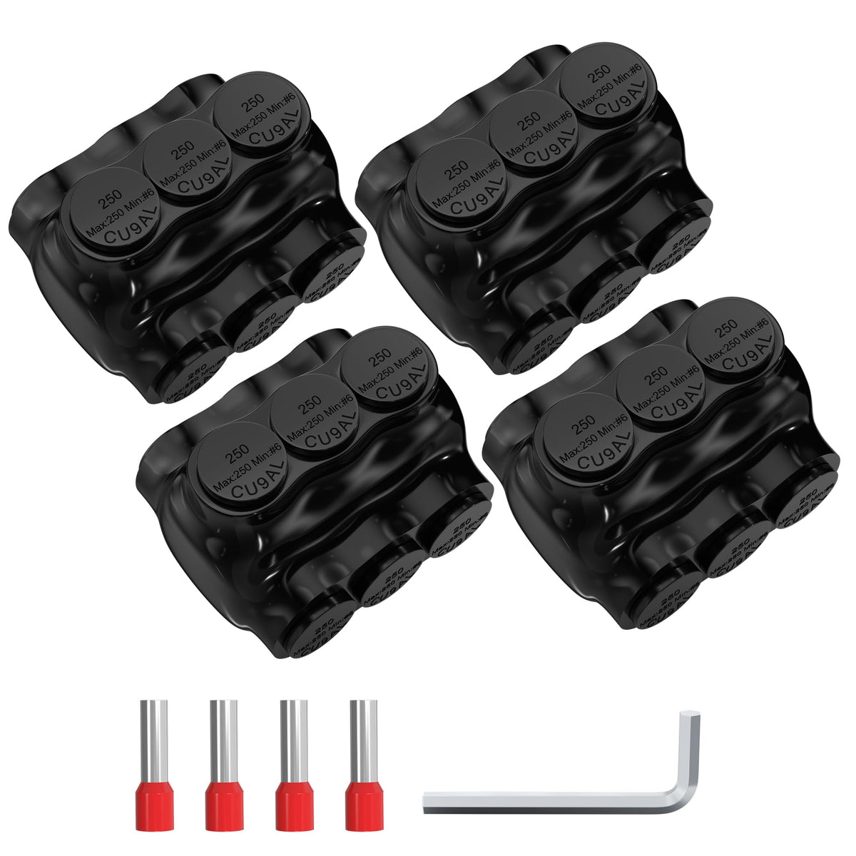3 Port Connectori in Alluminio a Cavo di Rame Dual Entry 2/0-6 Gauge Connectori di Cablaggio Isolati Multi Tap Connectore Cavo in Alluminio con Chiave a Sezione - 6 Confezioni
