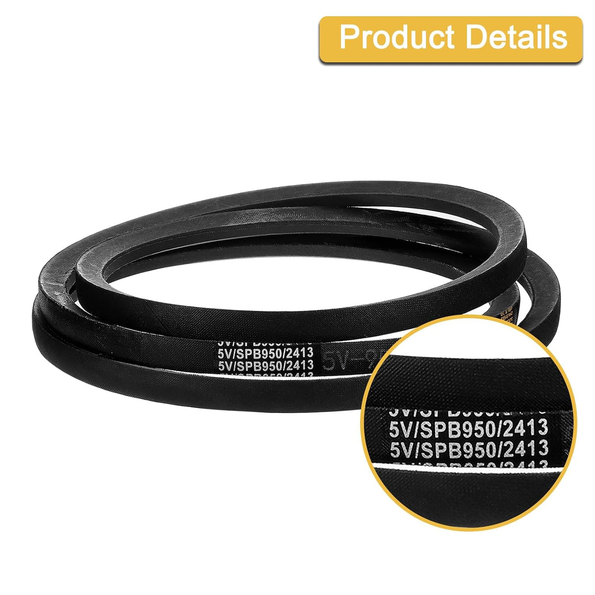 2Pcs 5V900 V-Belt, 클래식 랜드 루버 V-Belt 90" 외경 x 0.62" 너비 x 0.53" 높이 산업 기계 장비용, 블랙