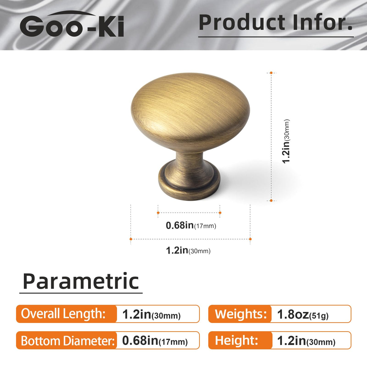 LinkMejor 6 Pack Cabinet Knobs Brushed Bronze Drawer Knobs Solid Zinc Alloy Kitchen Hardware - Brass Bronze Dresser Knob Single Hole/Screw Bar Cabinet Pulls