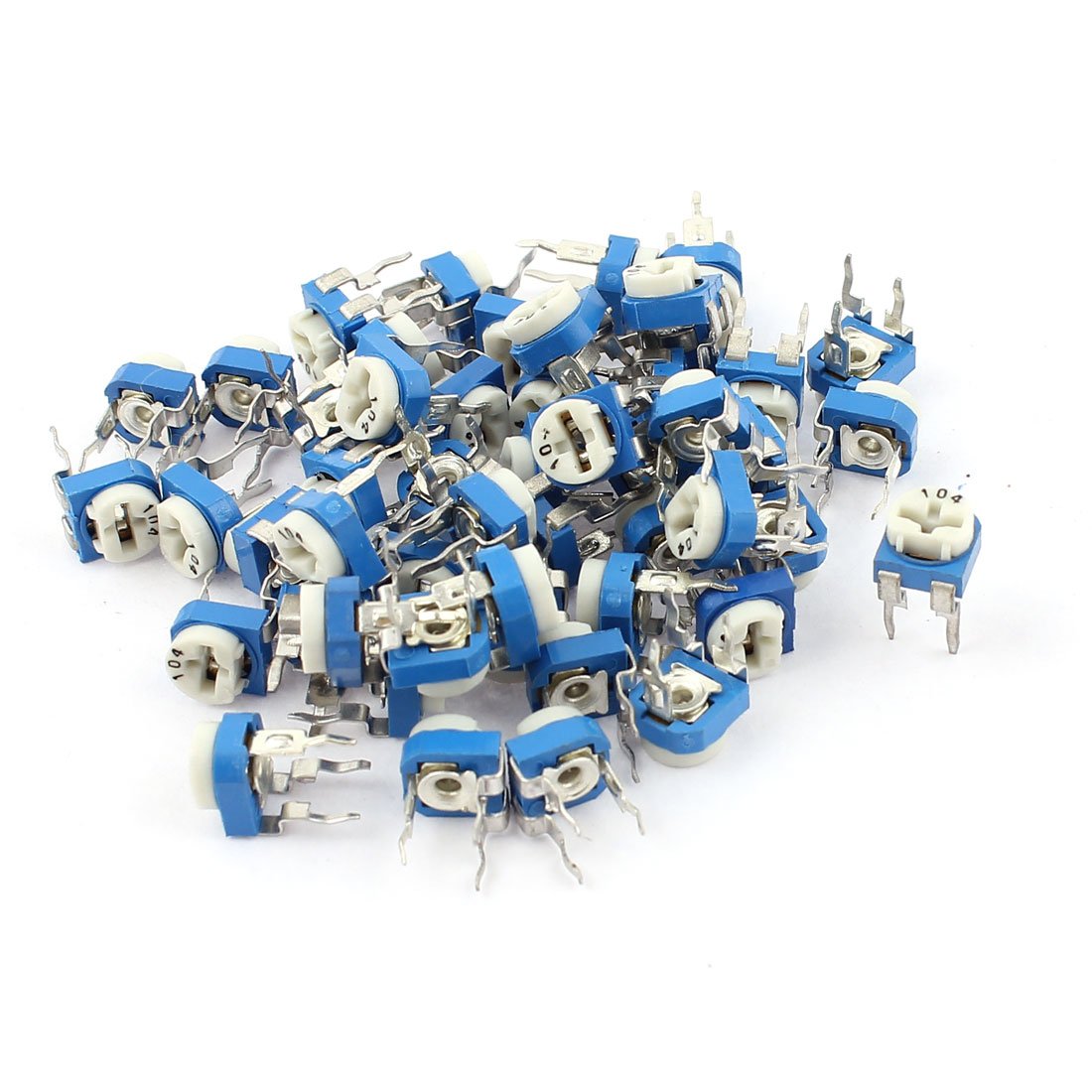 100K ohm Vertical Variable Resistor Trimmer Potentiometer Blue 50Pcs