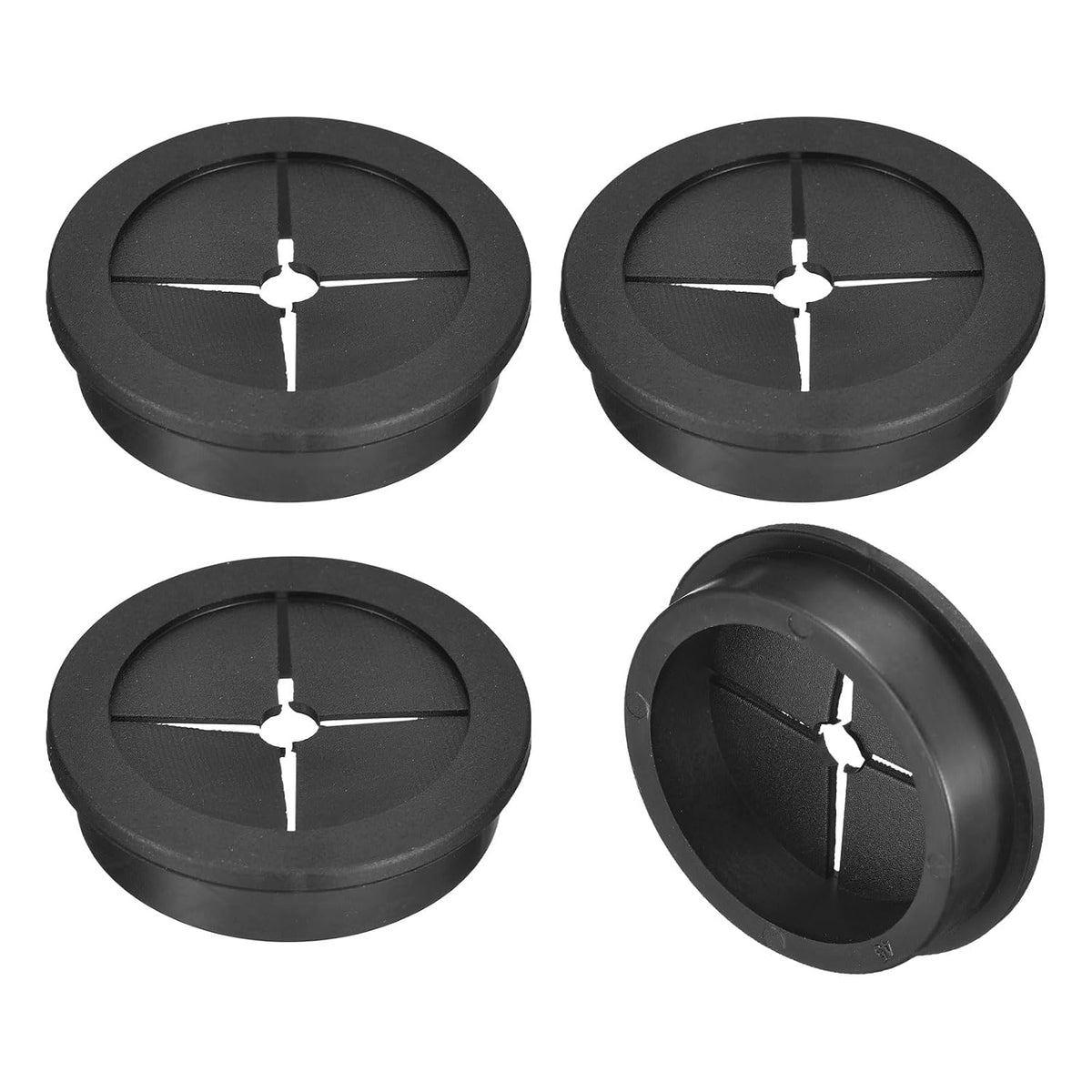 4 Pcs Cable Cord Grommet, 1-3/4 Inch (45mm) Desk Grommet Flexible Rubber Grommets Wire Hole Cover Pass Through for Office Computer Desk Wire Organizer, Black