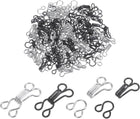 100 Sets Sewing Hooks and Eyes Closure Set, Copper Metal Rust Proof 15mmx7mm Large Black & Silver Tone Bra Hooks Replacement for Trouser Skirt Dress Pants