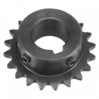 20 Tooth Roller Sprocket B Type, #25 Chain, Single Strand 1/4" Pitch, 17mm Bore Black Oxide C45 Carbon Steel, Keyway with Set Screws for ISO 04C