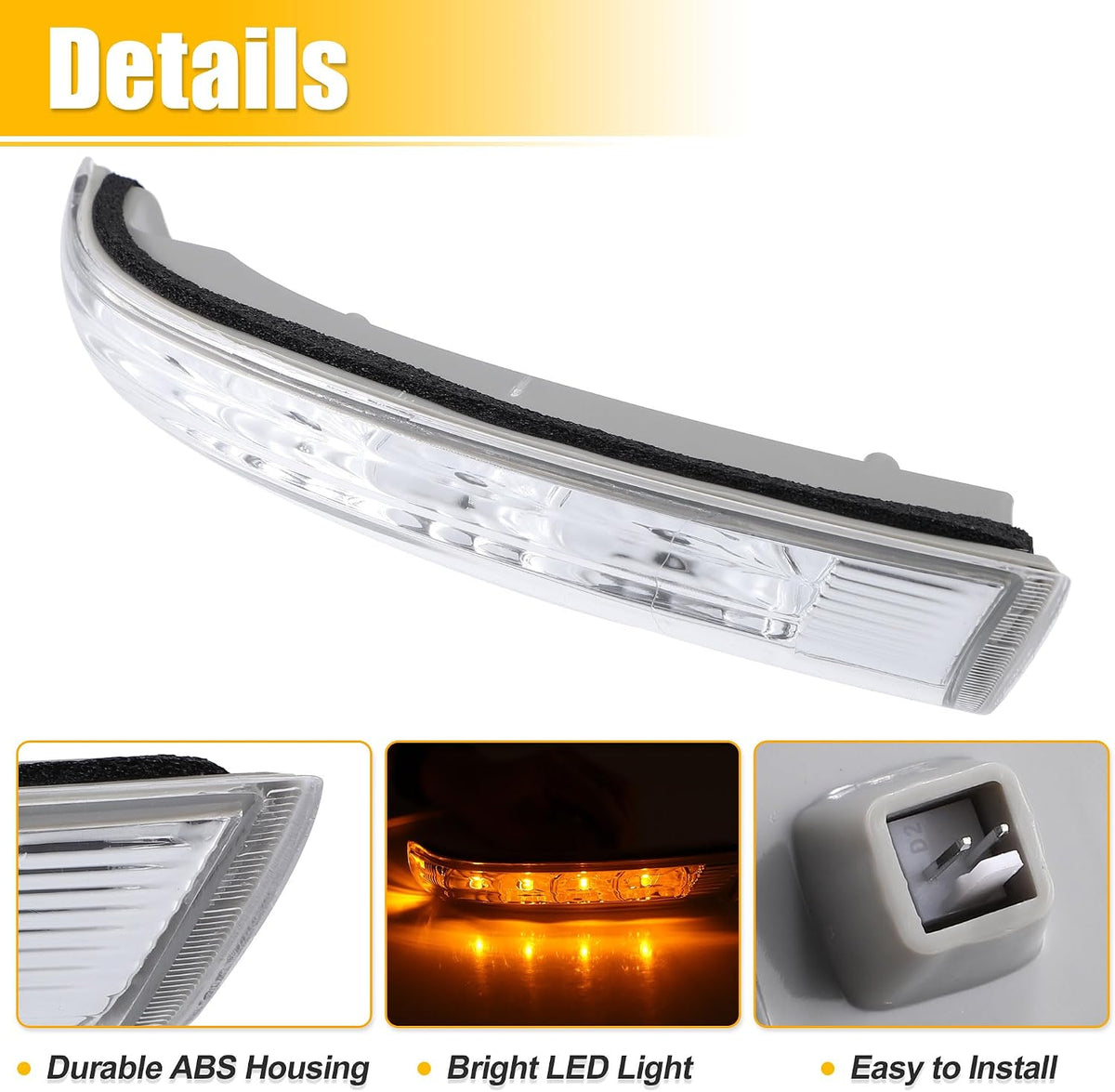 Projecteur LED No.876233J000 Indicateur de clignotant amber pour rétroviseur latéral arrière Hyundai Veracruz Santa Fe 2007-2012