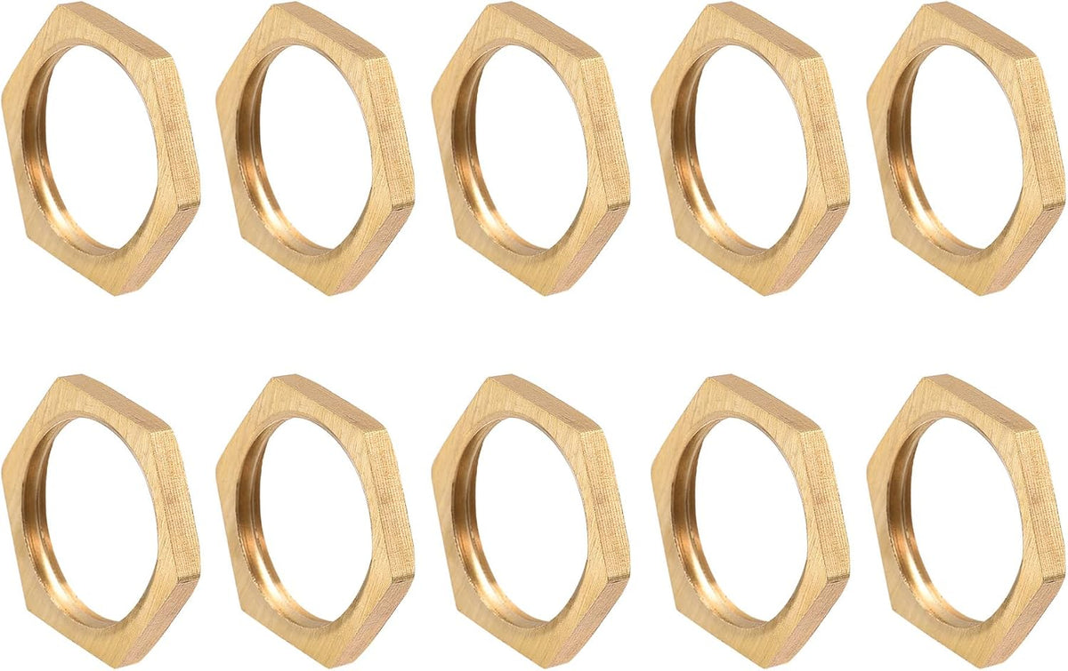 G1/2 Lock Nut, Hex Brass Female Locknut for Plumbing 10pcs