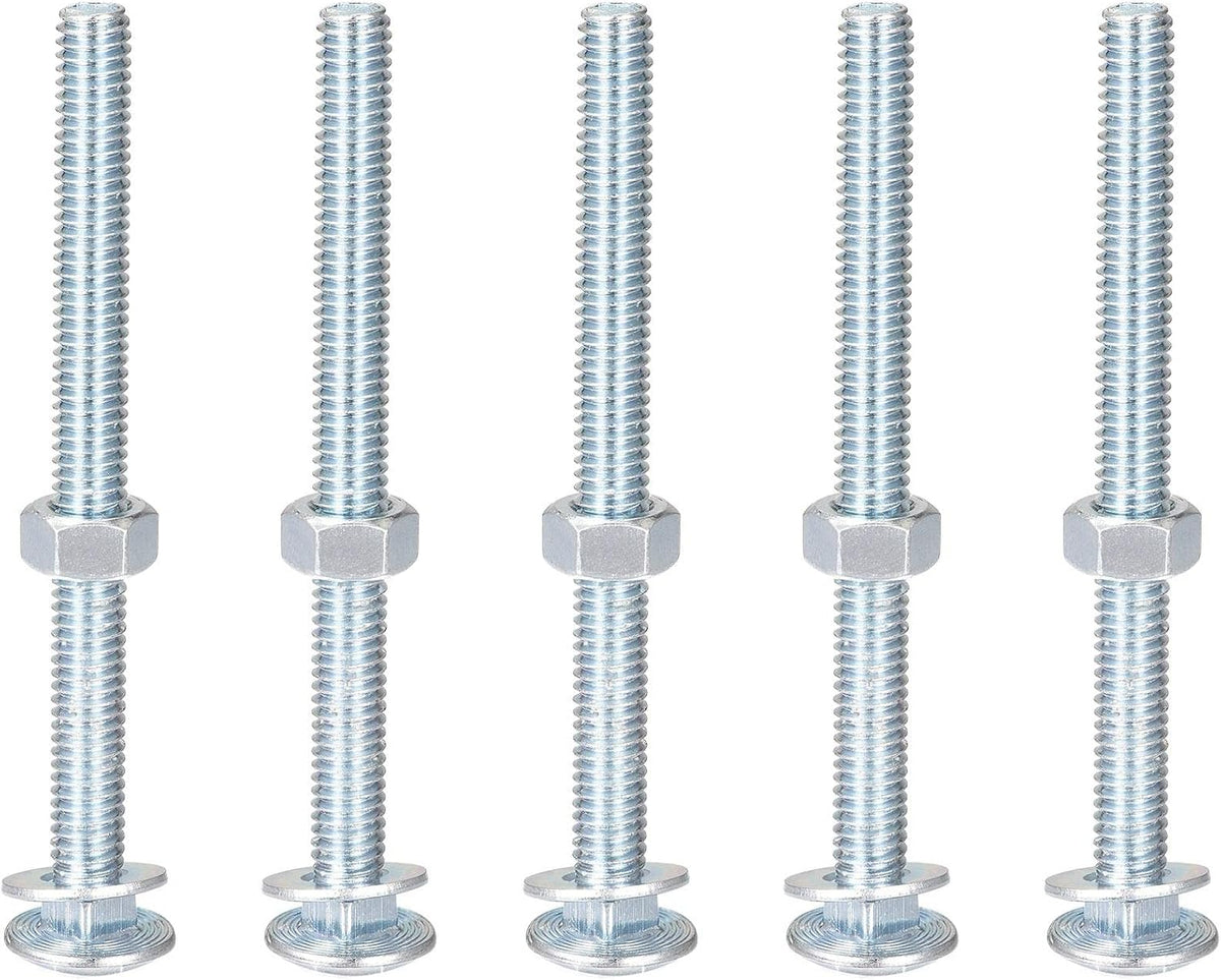 5/16-18 x 4" Square Neck Carriage Bolts with Nuts & Washers, Carbon Steel Coach Bolt Screws 5 Set