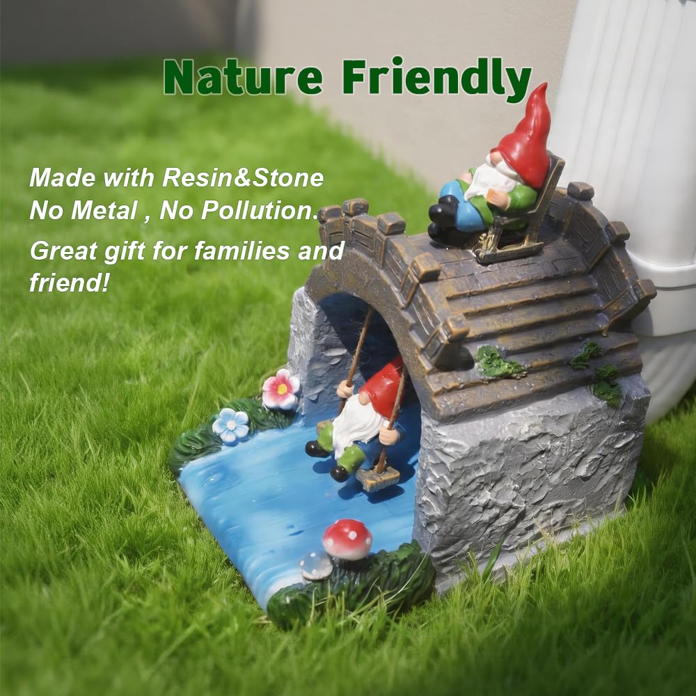 LinkMejor Gnome Decorative Gutter Downspout Extensions, Rain Splash Block.