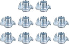 5/16"-18 T-Nuts, Zinc-Plated Carbon Steel 4-Pronged Tee Nuts Threaded Inserts for Climbing Holds and Wood Workings, White 10Pcs