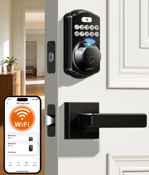 LinkMejor VE012W-L Kunci Kunci Jalan WiFi Fingerprint dengan Set Tang, Hitam Mat