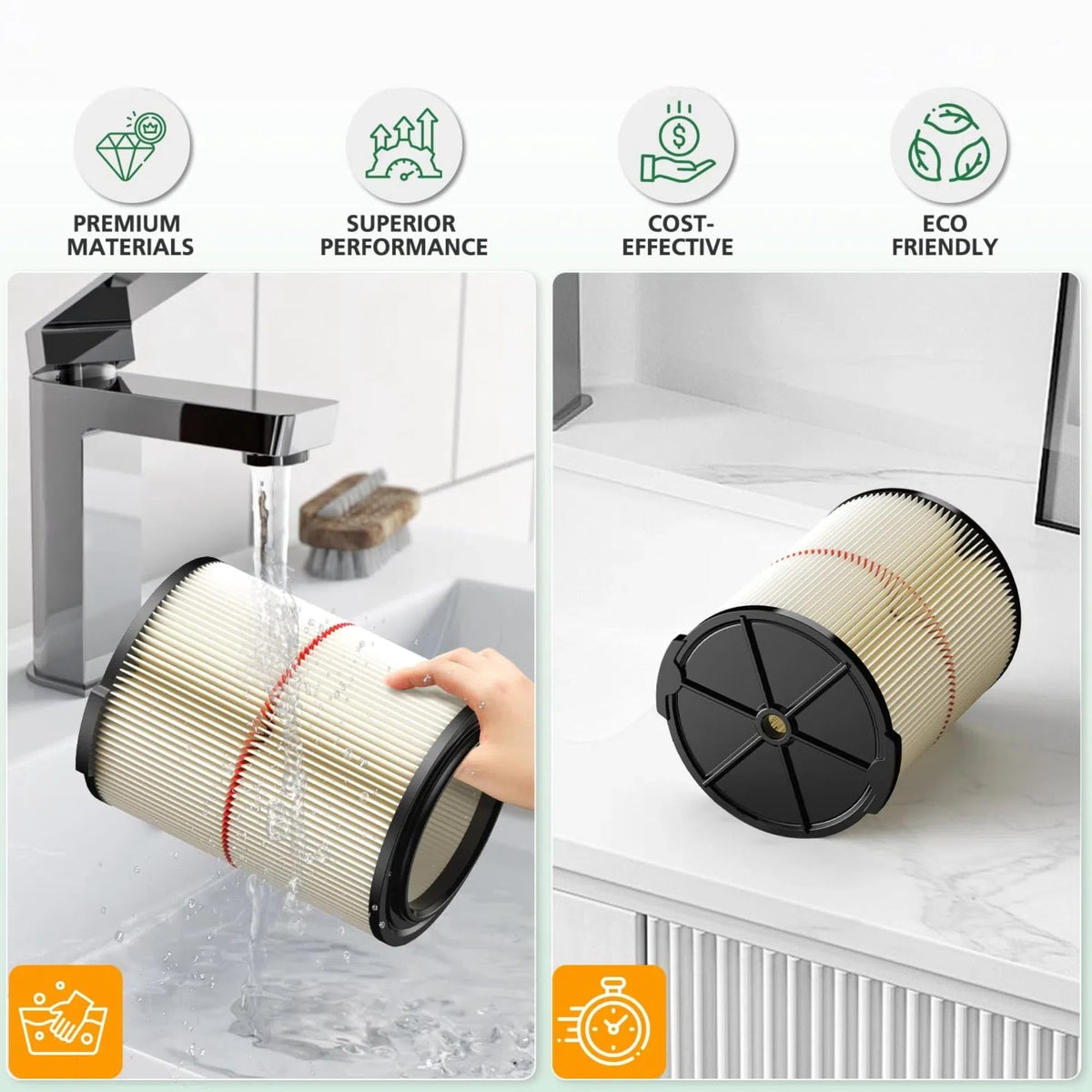 LinkMejor 1 Pack Replacement Cartridge Filter Compatible with Craftsman 17816 9-17816 Wet Dry Vac fit 5/6/8/12/16/32 Gallon & Larger Vacuum Cleaner