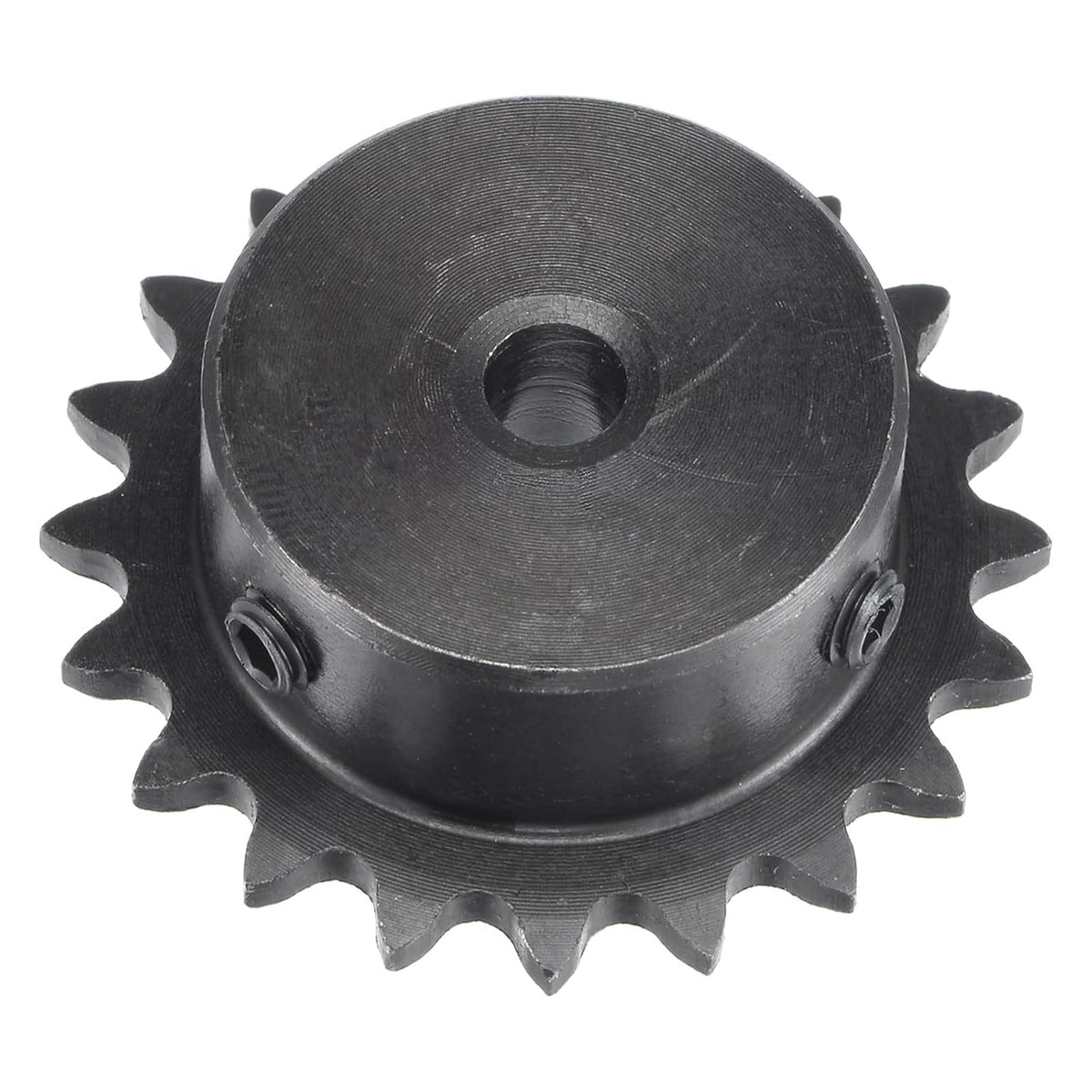 20 Tooth Roller Sprocket B Type, #25 Chain, Single Strand 1/4" Pitch, 6mm Bore Black Oxide C45 Carbon Steel with Set Screws for ISO 04C