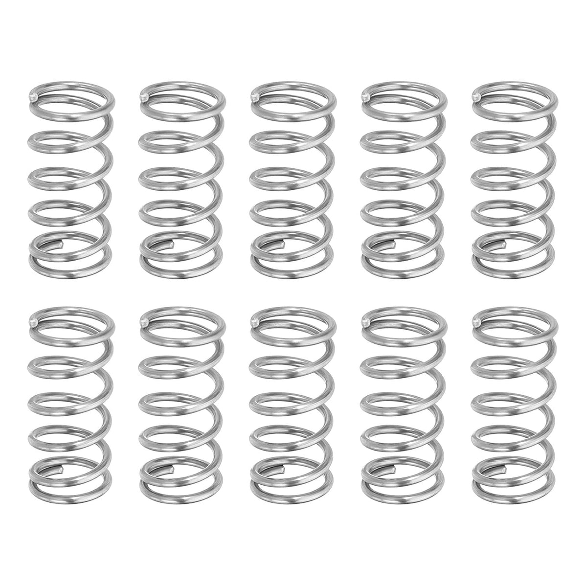 10Pcs Compression Springs, 0.9mm Wire Diameter x 8mm OD x 20mm Length 304 Stainless Steel Extension Spring Ballpoint Pen Pressure Springs for Shop Home Repairs, Silver
