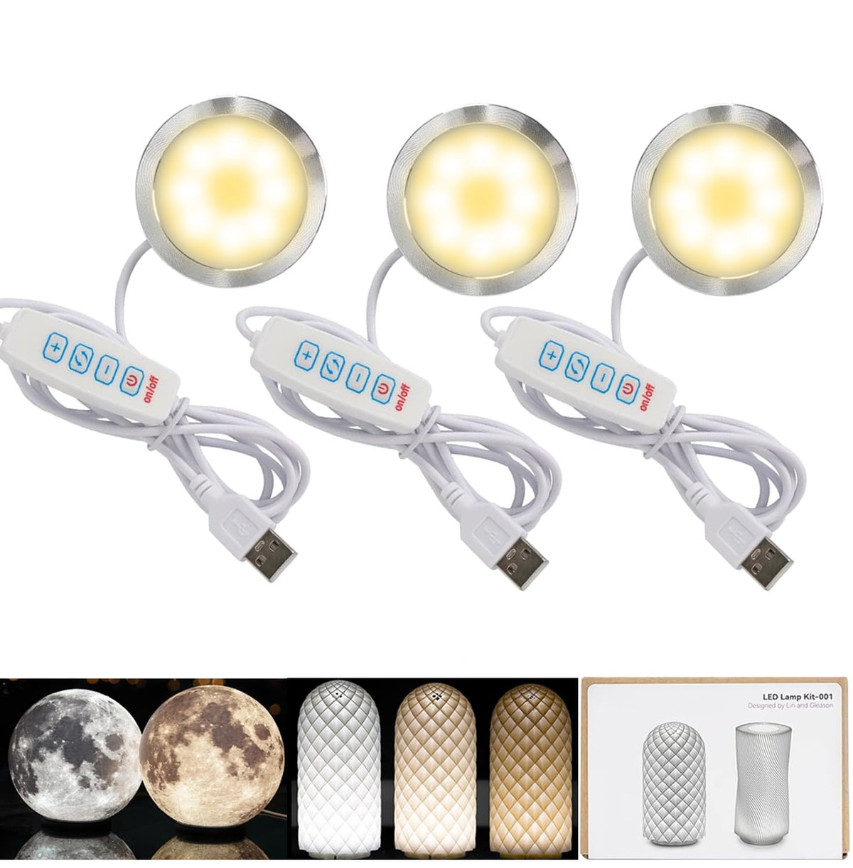 LinkMejor 3-Pack Lumină LED Tricolor Kit 001 pentru Setul de Lumină Bambu Lab 3D Printat