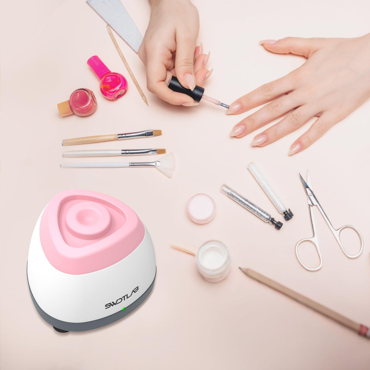 LinkMejor Mini Vortex Mikser 3500RPM Berøringfunksjon for Laboratorie Neglelak, Rød