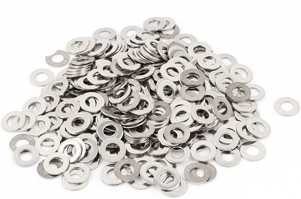 300pcs Stainless Steel Flat Washers M5 x 10mm OD Silver Tone