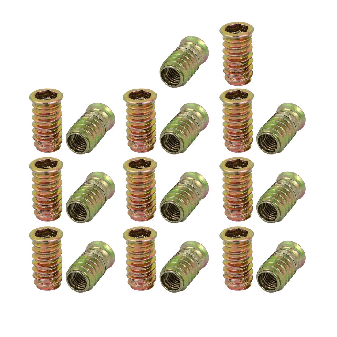 20pcs M10x30mm Zinc Plated Hex Socket Drive Countersunk Head Insert Nut for Wood