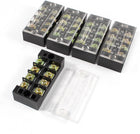 5 Pcs 600V 25A 4 Positions 4P Dual Rows Covered Barrier Screw Terminal Block