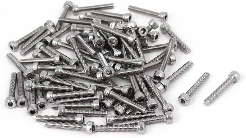 M4x25mm Thread 304 Stainless Steel Hex Socket Head Cap Screw Bolt DIN912 80pcs