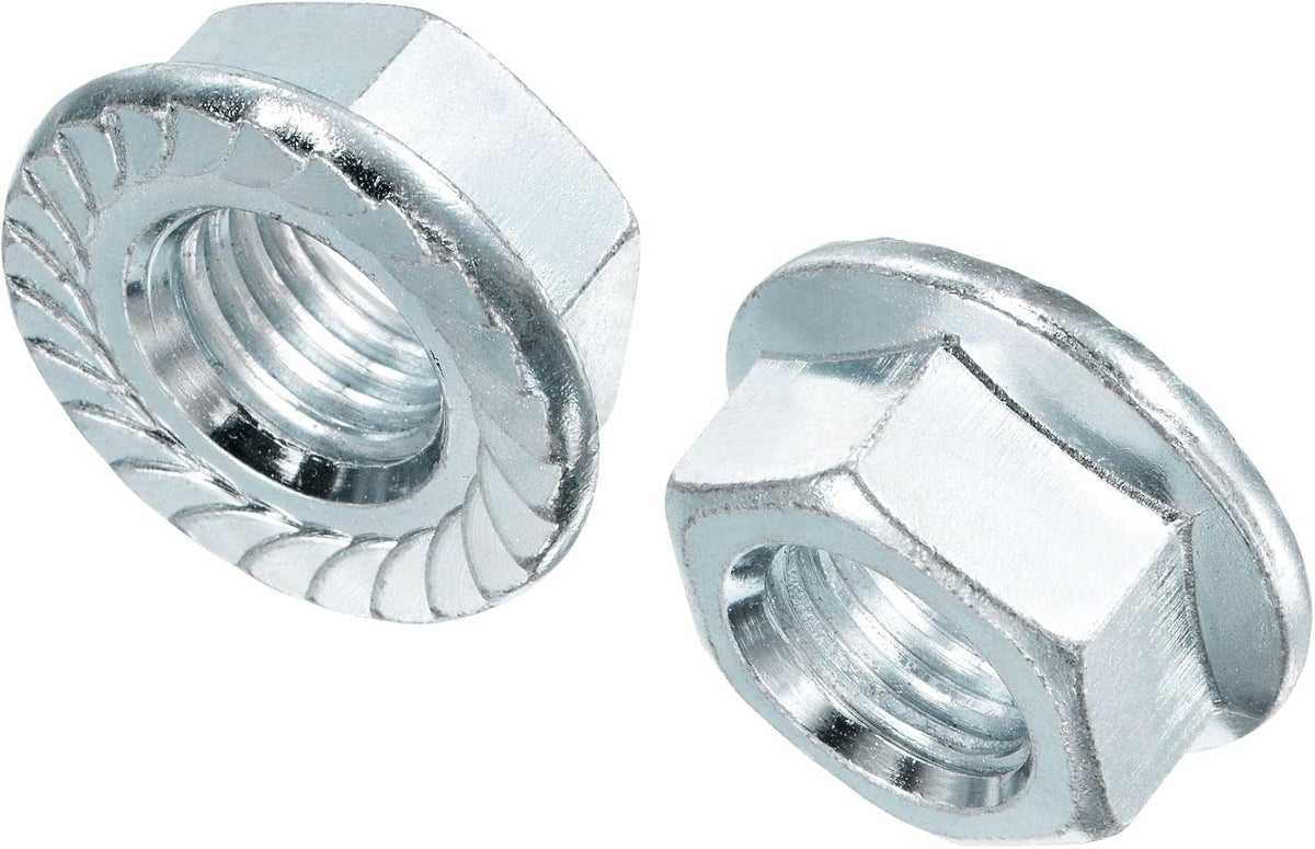 3/4"-10 Serrated Flange Hex Lock Nuts, Carbon Steel Zinc Plated 5pcs