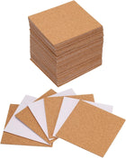 50pcs Self Adhesive Cork Coasters 3.1"x 3.1"x 0.06" Cork Mats Cork Tiles Cork Backing Sheets Mini Wall Cork Board for Coasters and DIY Crafts, Square