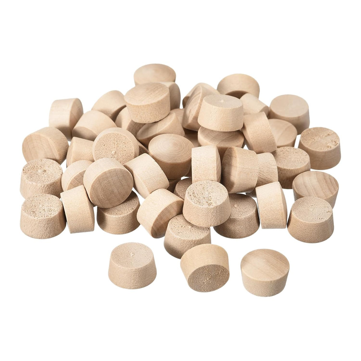 50Pcs Wood Button Top Plugs, 17/32 Inch Round Head Wood Plugs Screw Hole Covers Wooden Screw Plugs for Furniture Tables Chairs