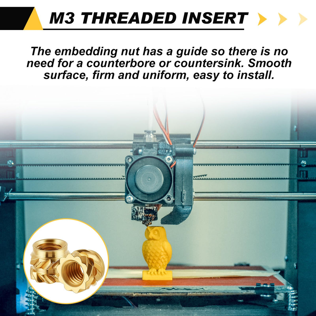 LinkMejor 300 Pezzi Inserimenti Filettati M3 x D5 x L4 Inserimenti Riscaldati