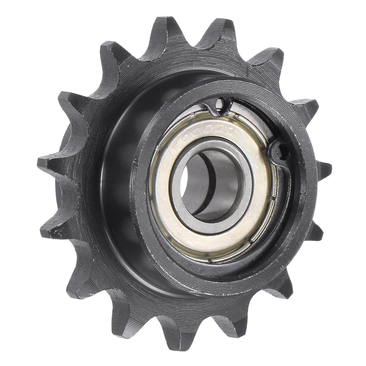 Chain Idler Sprocket, 10mm Bore 3/8" Pitch 15 Tooth Tensioner, Black Oxide Finish C45 Carbon Steel with Insert Double Bearing for ISO 06B Chains