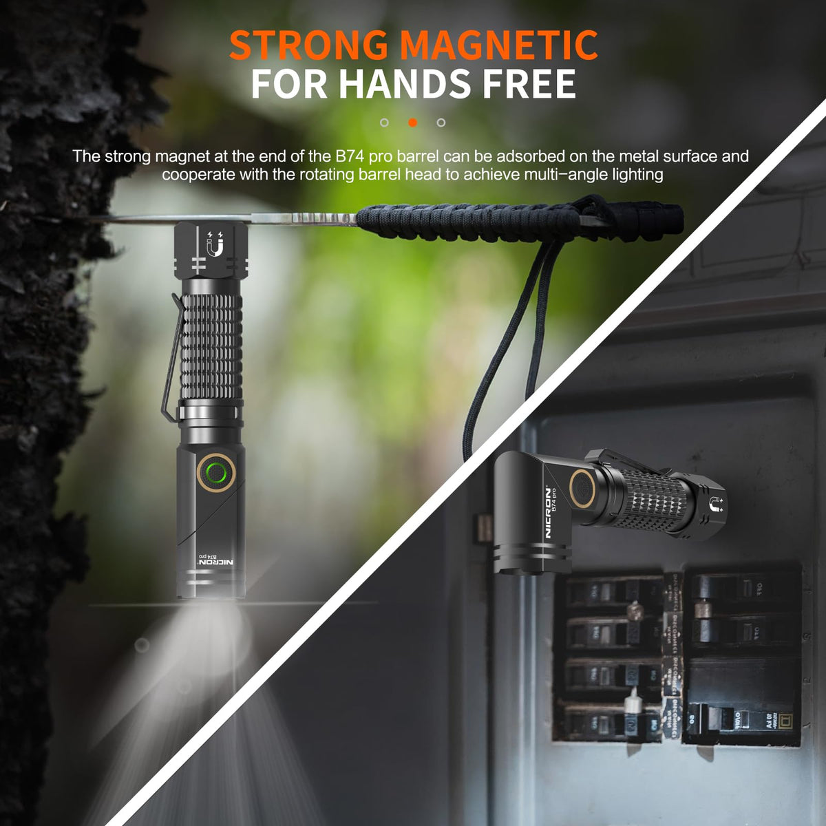 LinkMejor 90° EDC Flashlight OpChargebar med Trådløs Magnetisk og Clip