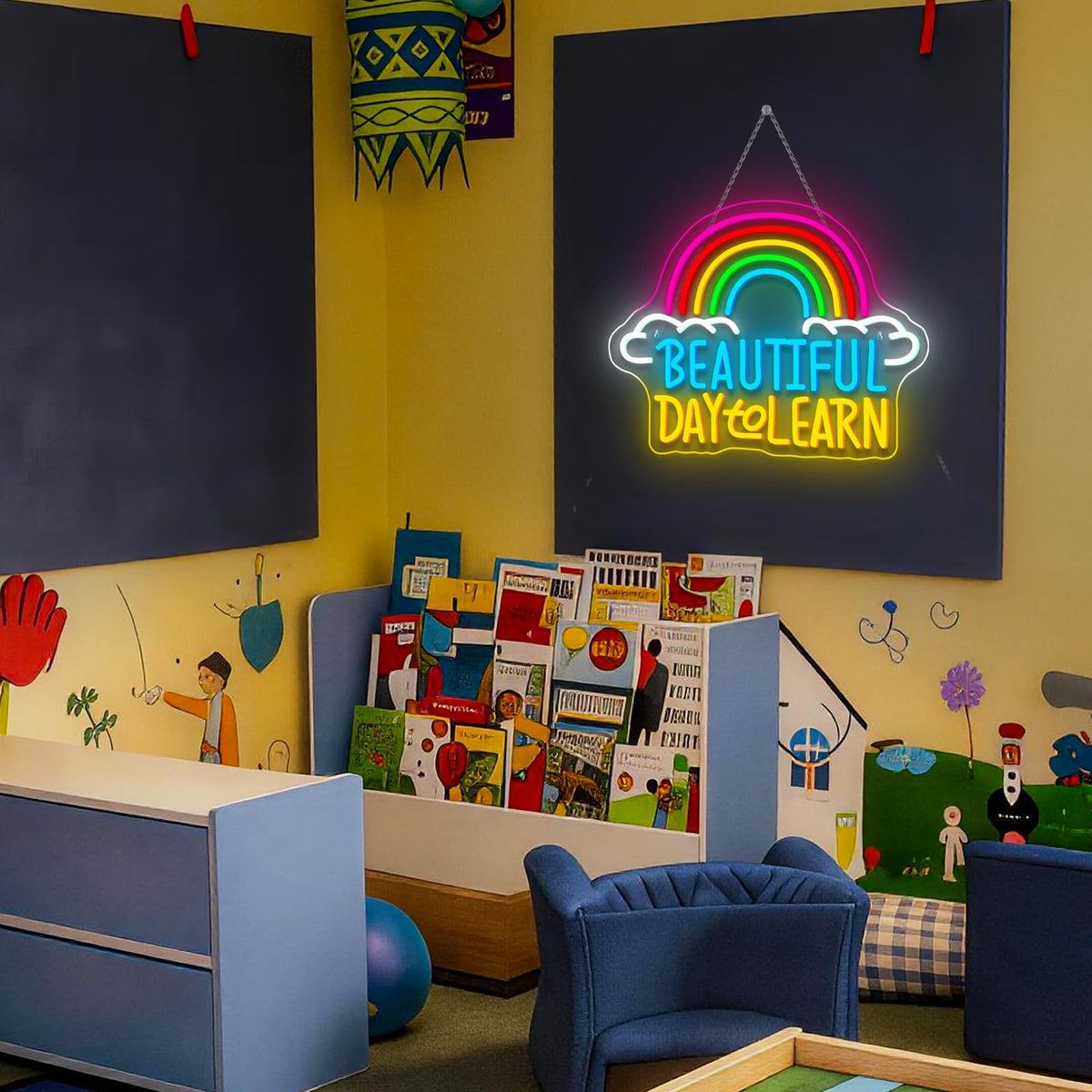 Lesende Neon-Tafel Dimmbare Regenbogen-Wandlampe Geschenk für Klassenzimmerdekor
