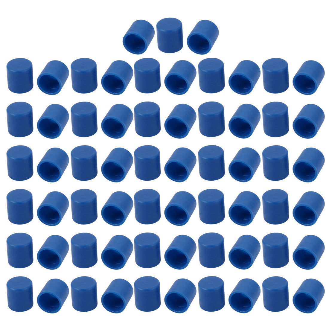 63pcs 8mm Inner Dia PE Plastic End Cap Bolt Thread Protector Tube Cover Blue