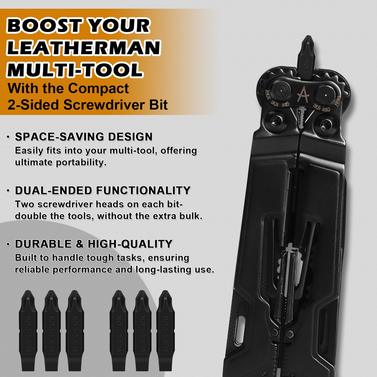 مجموعة من 6 قطع من قطع السكاكين المزدوجة الجانبية متوافقة مع أدوات Leatherman المتعددة – #1/#2 Phillips و 3/16" Flathead – مجموعة قطع استبدال للسائقين الم
