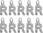 LinkMejor Rhinestone Letter Charm, 10pcs Crystal Zirconia Copper Alphabet R Pendants Slider Letter Charm for Wristbands Bracelets Necklace Jewelry Earring DIY Craft, Silver