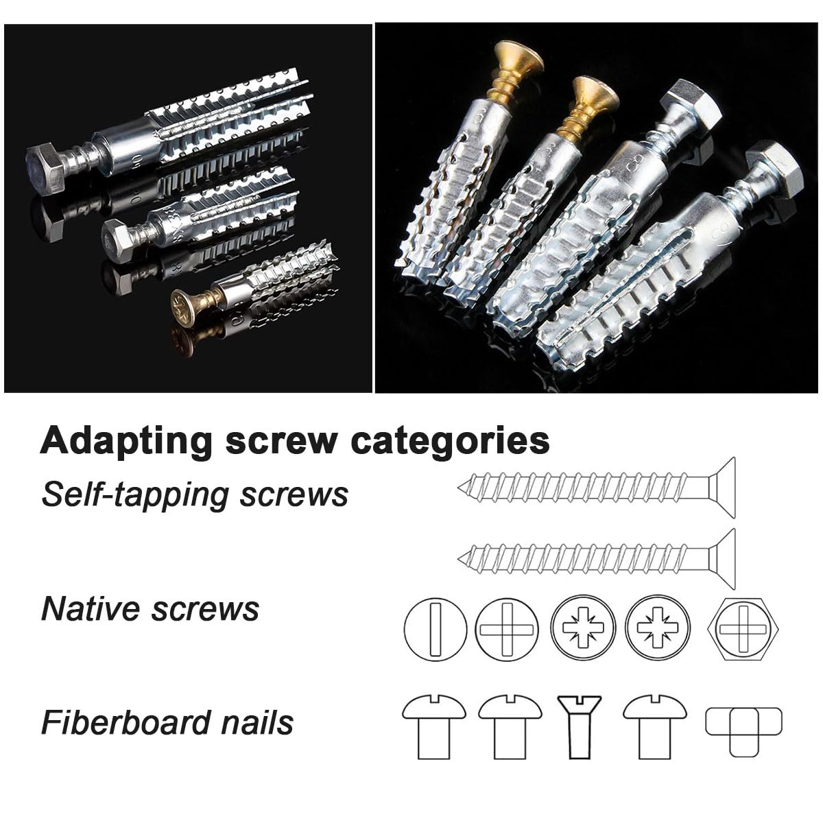 LinkMejor 60 Pack Hollow Wall Anchor with Screws,Loose Hinge Hole Repair Kit for Concrete Wall, Metal Expansion Bolt for Drywall (5/16 inch)