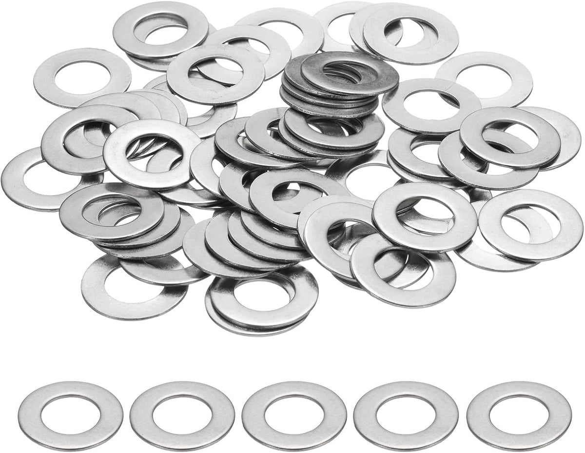 M12 Flat Washer for Screw, 60Pcs 304 Stainless Steel Washers 12MM ID x 24MM OD x 1MM Thick for Bolts, Factories Repair, Kitchens, Shops, and Outdoor Construction (Silver Tone)