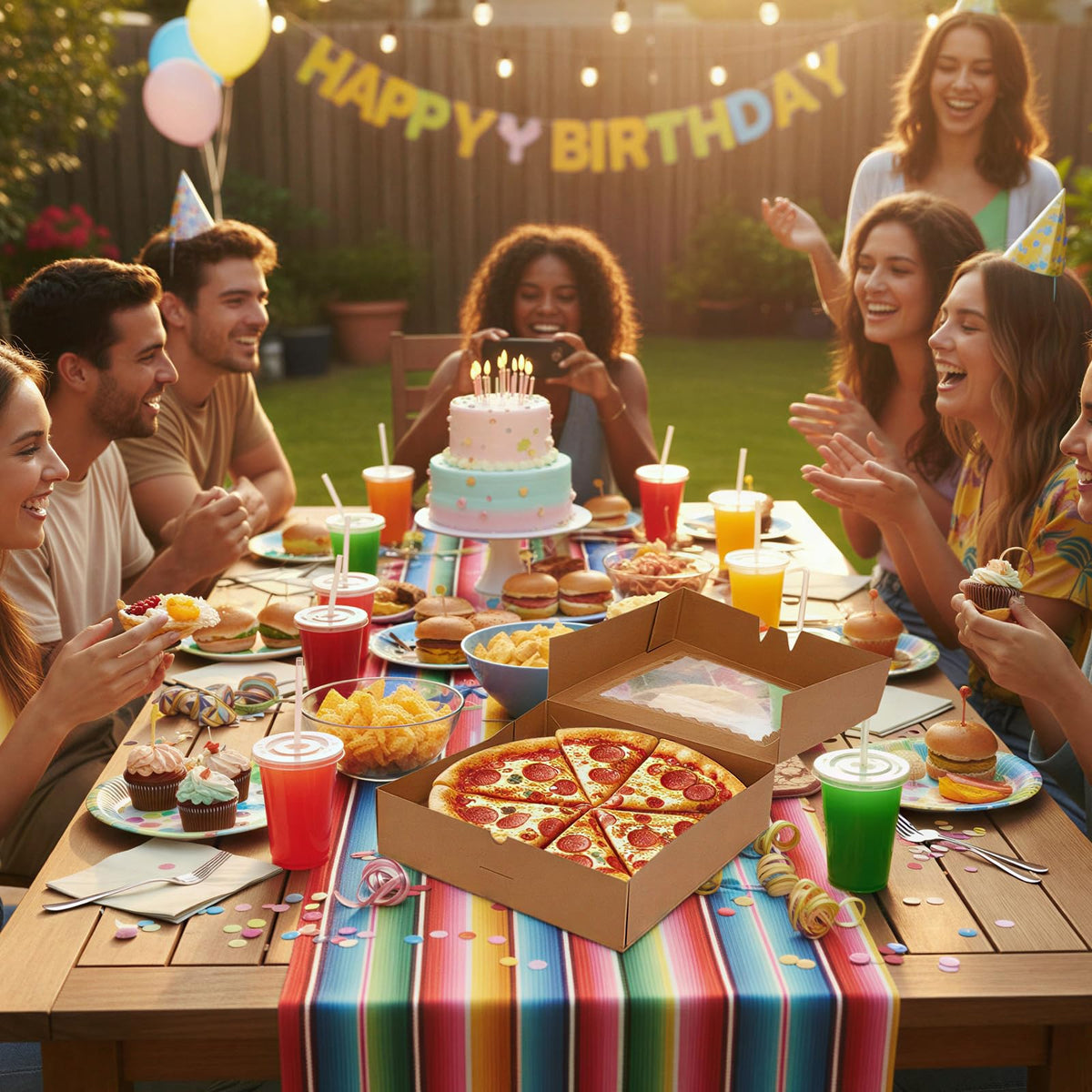 LinkMejor 5pcs Casse Auto-Popup per Pizza, 10x10x2.5 Casse da Panetteria con Finestra