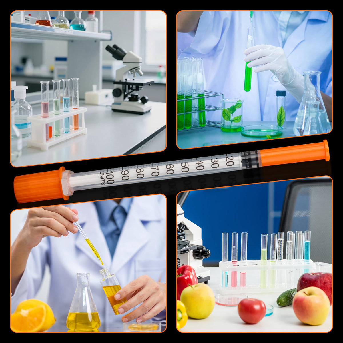 หลอดสอดยา U-100 ขนาด 1 มล. ความจุ 32 กรัม ความยาว 1/4 นิ้ว (6 มม.) แพ็ค 100 ชิ้น