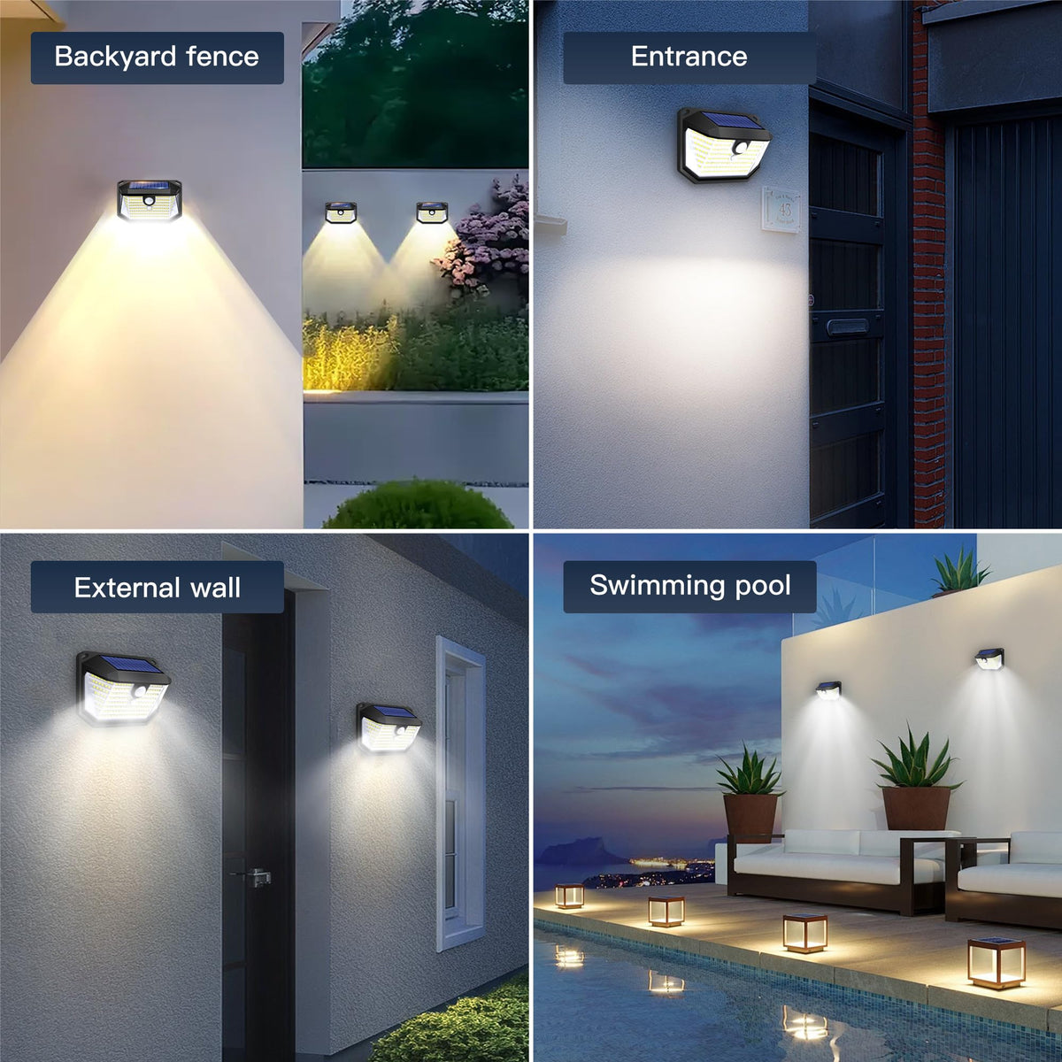 LinkMejor Solar Lights Outdoor, Motion Sensor Security Light, 178 LED, 8 Pack